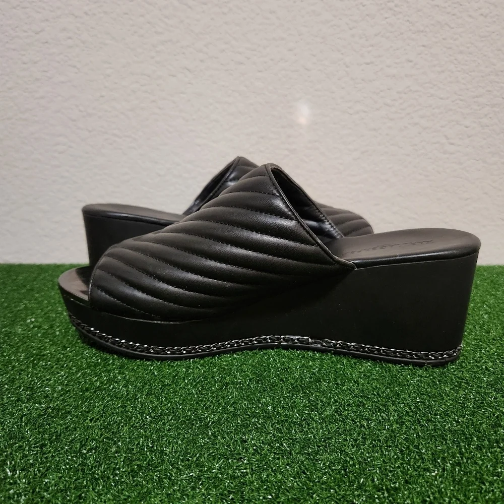 Karl Lagerfeld Liza Black Quilted Wedge Slide Sandals size 11M